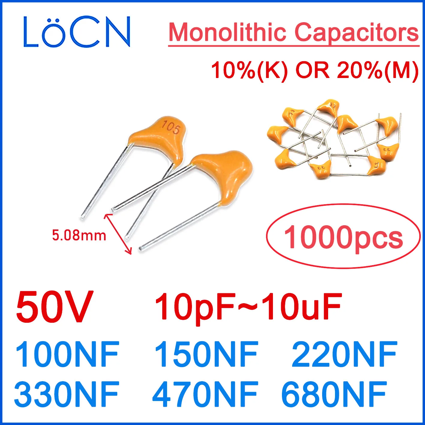free shipping 201000PCS Monolithic Ceramic Capacitor MLCC Multilayer