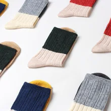 4 пара/лот, осенние и зимние новые стильные шерстяные носки, теплые носки в стиле ретро, цветные женские рождественские носки