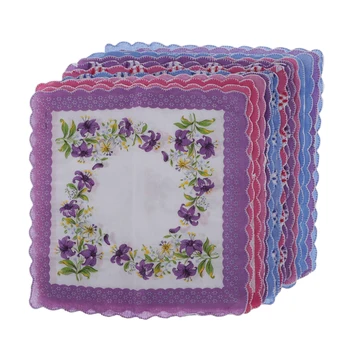 

15 Pieces Cotton Handkerchiefs, Small Tissues, Embroidery Pattern pocket square носовой платок