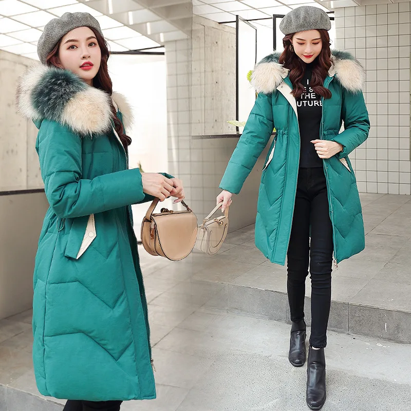 

Photo Shoot Collar down Jacket Women's Mid-length Thick Korean-style Waist Hugging Slimming Winter Coat Fashion Coat