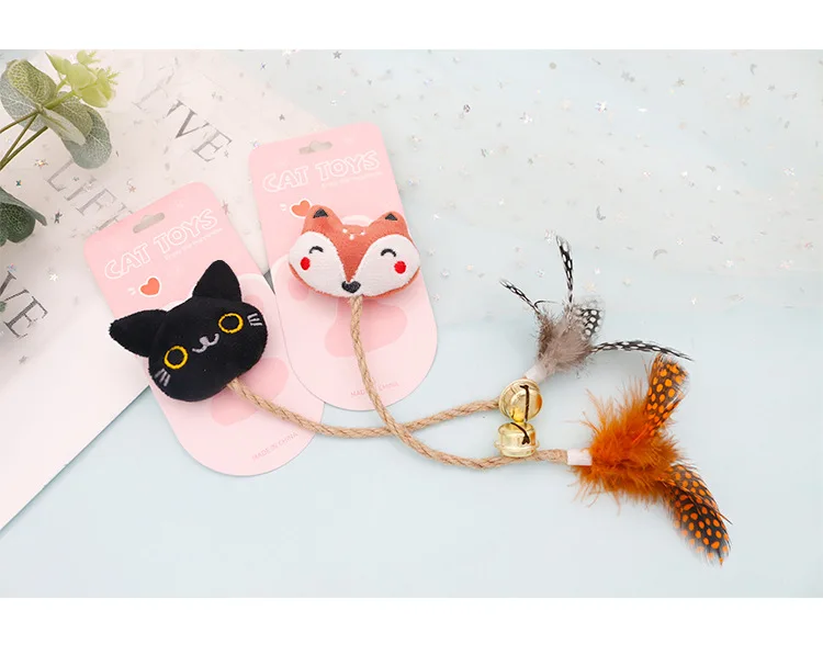 Funny Cat Toy Feather Bell With Catnip Cat Animal Shape Doll Pet Hemp Rope Molar Rod Pet Kitten Supplies Teeth Chewing Toy