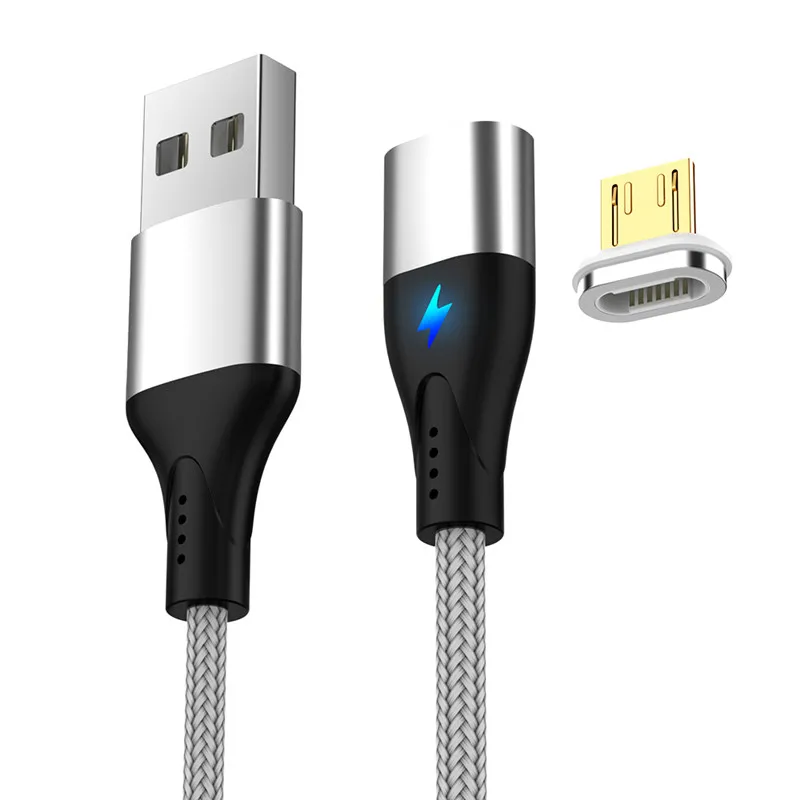 3A Магнитный кабель Micro USB для быстрой зарядки type C usb-кабель для Xiaomi 1 м Магнитный Быстрый зарядный кабель type-C USB для samsung - Цвет: Silver Micro Cable