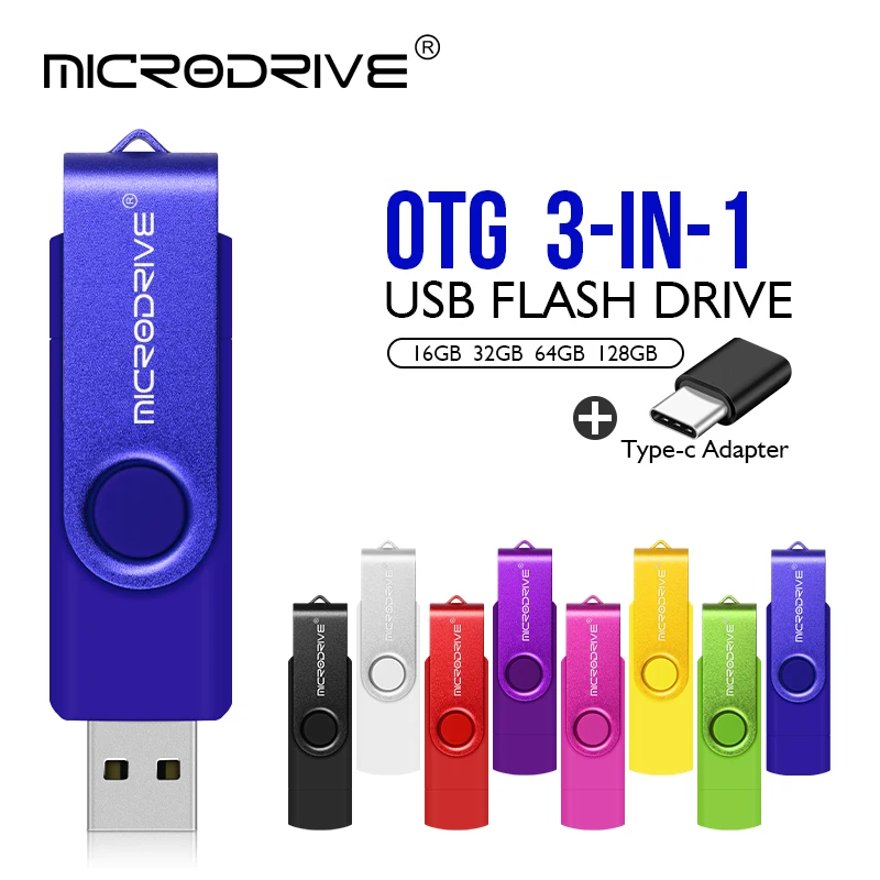 Unidad flash USB OTG 3 en 1 tipo c, pendrive de alta velocidad, 32GB, 16GB, 64GB, 128GB, almacenamiento externo, doble aplicación, Micro USB