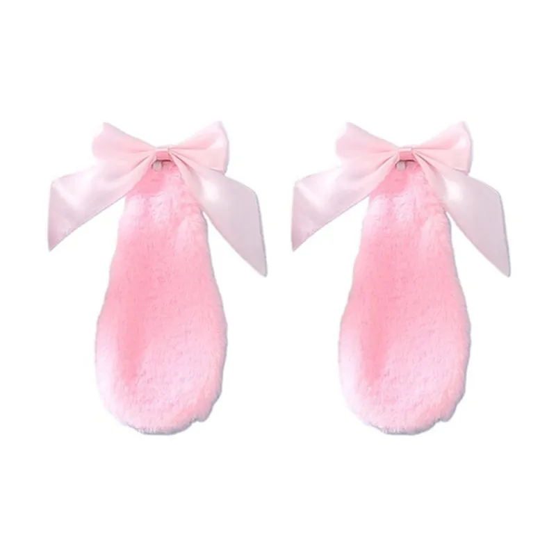 14 Colors Kawaii Women Girls Rabbit Bunny Plush Lop Ears Hair Clips Candy Color Ribbon Bowknot Lolita Cosplay Hair Accessories