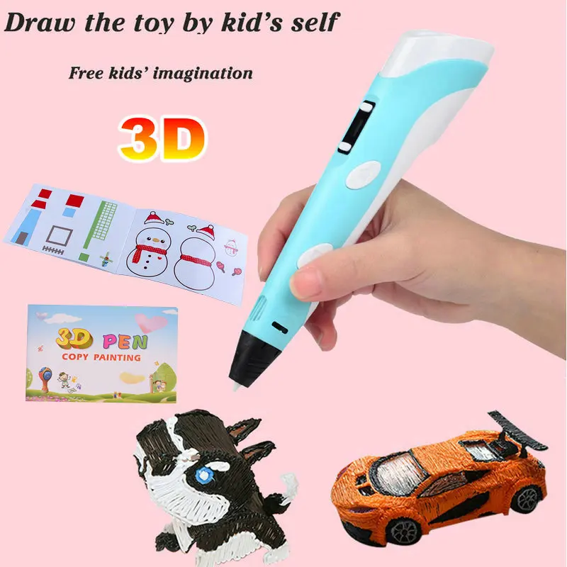 아이들을위한 3D 펜 LCD 스크린을 가진 3D 그림 인쇄 펜 아이를위한 호환 PLA 필라멘트 장난감 크리스마스 생일 선물