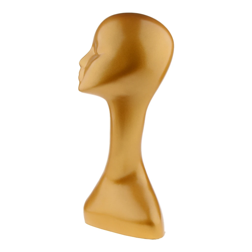 Gold Female Mannequin Head - Wigs Hat Display -  Freestanding Tabletop Decorative Tool