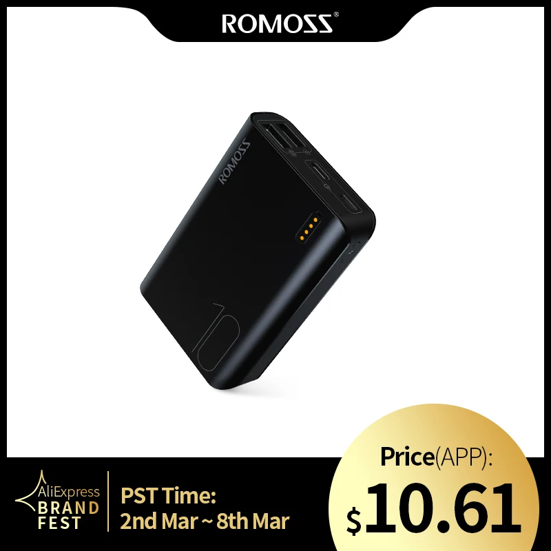 Billige Romoss Sense4 Mini Power Bank 10000mAh Schnelle Ladung Power 10000mAh Tragbare Externe Batterie Ladegerät Für iPhone Xiaomi Huawei