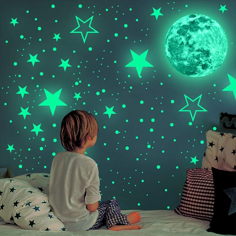 

435Pcs/set Luminous Moon Star Wall Sticker for Kids Bedroom Ceiling Home Decoration DIY Decal Glow In The Dark Wallpaper Mural