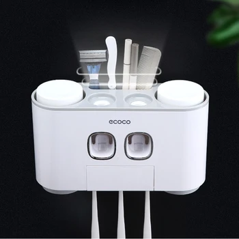 

NICEYARD Toothbrush Holder With Cup Wall Mount Automatic Toothpaste Dispenser Magnetic Adsorption Inverted Toothpaste Squeezer
