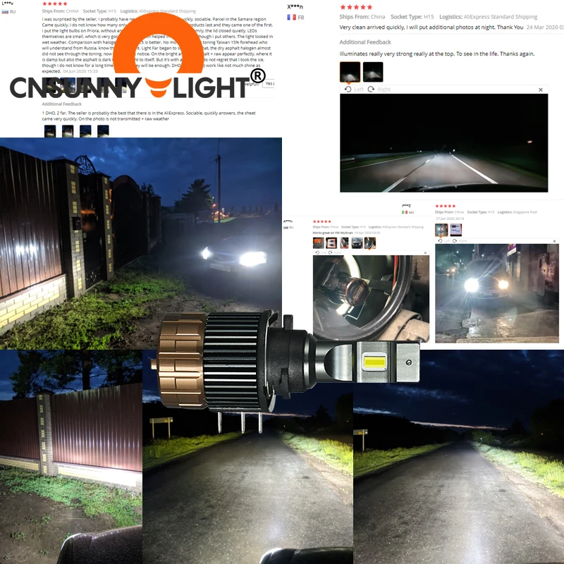 Тип СВЕТОДИОДА направленного света CNSUNNYLIGHT Автомобильный светодиодный H15 Фары