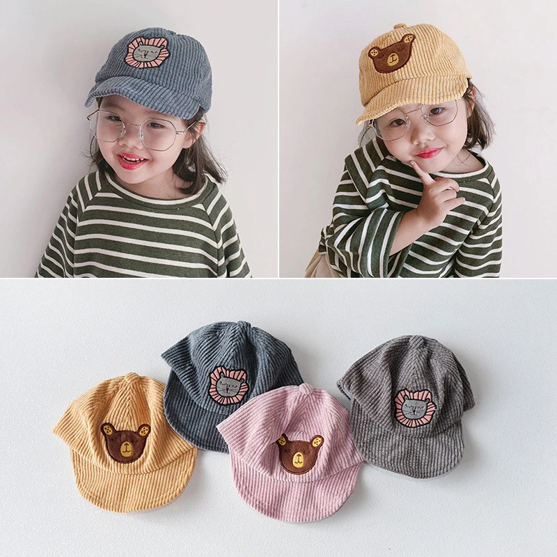 

Baby Spring Autumn Winter Hats Lovely Cartoon Lion Corduroy Peaked Cap Kids Boys Girls Baseball Cap