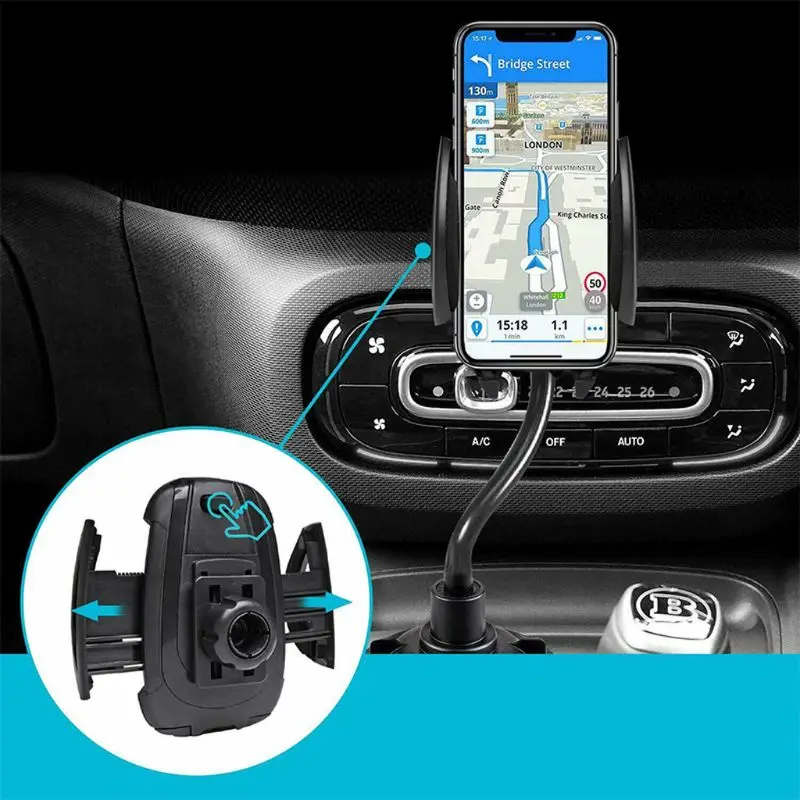 Car Cup Holder Phone Mount Gooseneck Cell Phone Stand for 4-6.5inch Mobile Phone