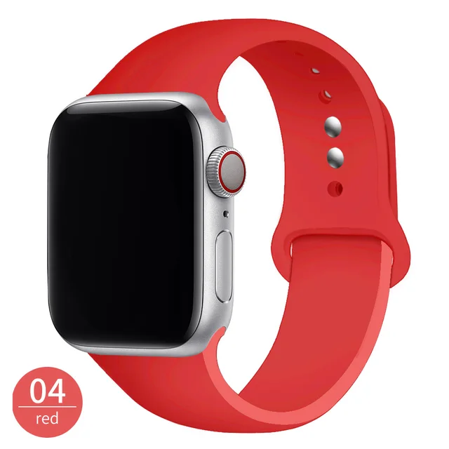 Silicone Strap For Apple Watch Band 42mm 45mm 38mm 44mm 40mm Smartwatch Rubber Sports Watchband Bracelet iWatch series 7 6se 5 4 Red