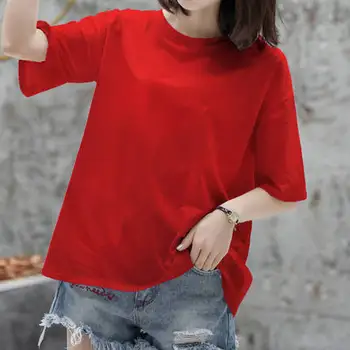 

Summer2020 new fashion loose round neck T-shirt plant bottoming shirt 22020 Short Casual