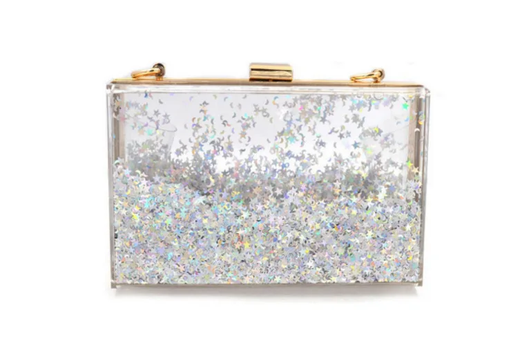 

Caker Brand 2019 Women Silver Sequin Star Liquid Evening Clutches Bags High Quality Shoulder Bags Drop Shipping Wholesale