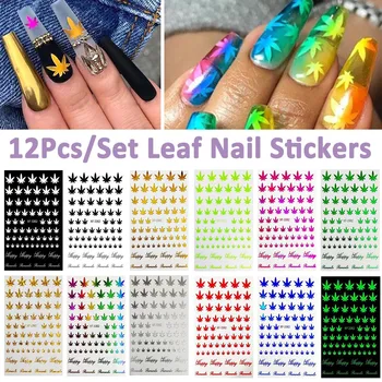 Kaufen 12 Teile/satz 3D Nail Art Aufkleber Aufkleber Selbst Klebe Blatt Unkraut Muster Nagel Aufkleber Nagel Dekoration Nägel Salon Maniküre Werkzeug