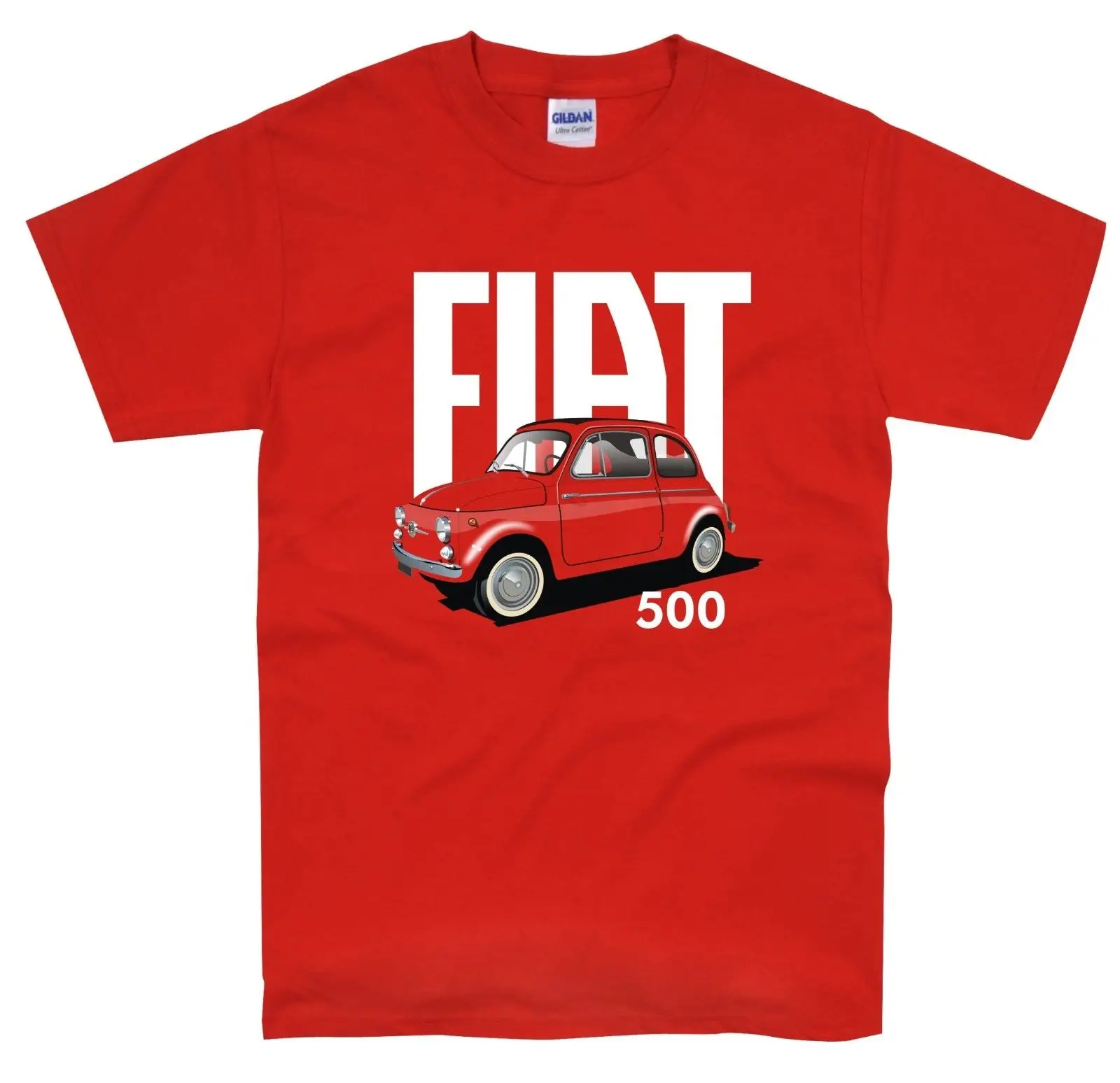 Классическая итальянская футболка Fiat 500 винтажная ретро модель автомобиля