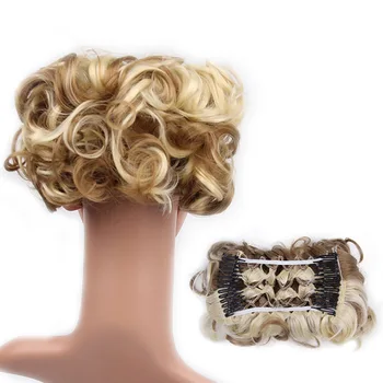 

Large Comb Clip In Curly Hair Piece Chignon Updo Wedding Hairpiece Extension Bun