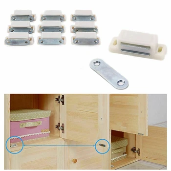 

50Pcs netic Door Catches Kitchen Cupboard Wardrobe Cabinet Latch Catch Screw White Brown Cabinet Hardware 27X10mm