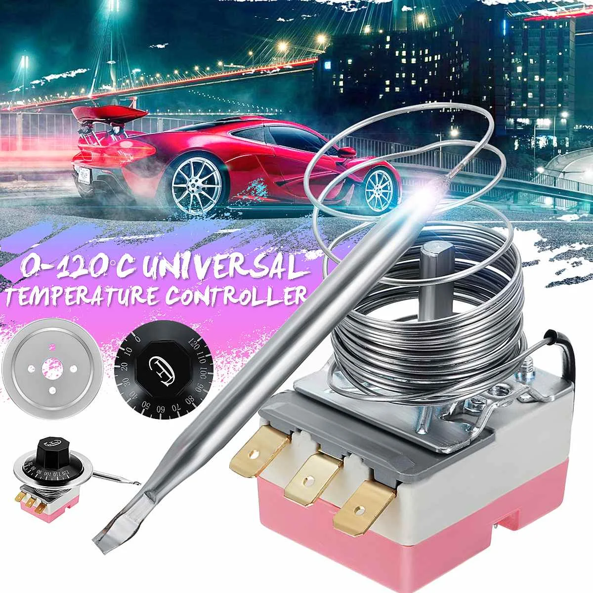 Car Radiator Fan Control Switch 0 120°C Universal Variable Capillary