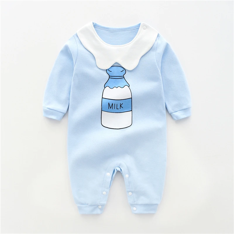 Комбинезоны для новорожденных; детские комбинезоны с длинными рукавами для маленьких мальчиков и девочек; хлопковый комбинезон для младенцев; Удобная верхняя одежда для альпинизма для малышей - Цвет: blue-milk-B12