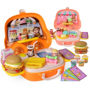 

Children's Hamburger Kitchen Toys Family Simulation Boys And Girls Cooking Utensils Candy Barbecue Suit Trolley Gifts For Kids