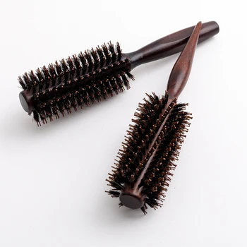 

1Pcs Natural Boar Bristle Round Wood Brush Comb Anti-static Bristle Hair Care Brush Curly Straight Hair Combs Hairdressing Tools
