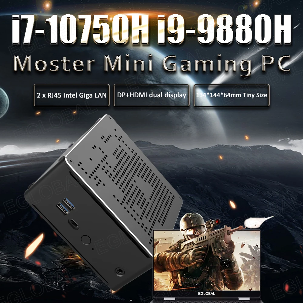 Eglobal i9 8950HK мини компьютер Windows 10 Pro NUC 64 Гб DDR4 ОЗУ портативный ПК Intel 9880H i7 10750H 9850H