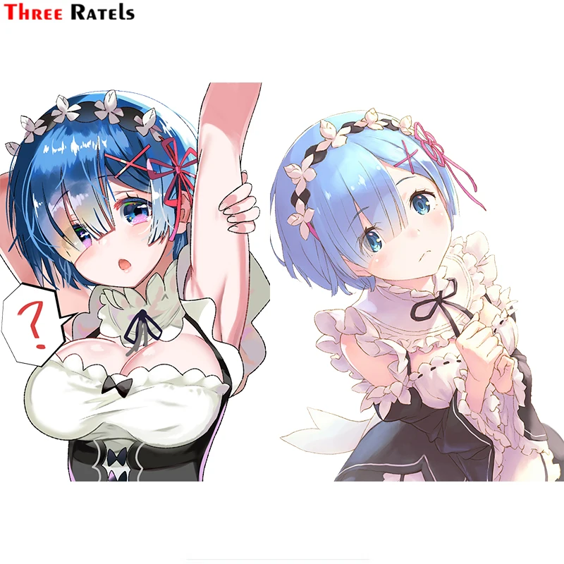 Большой автомобильный стикер Three Ratels FC591 Re Zero Rem для украшения холодильника из ПВХ