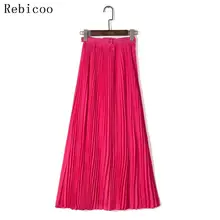 Fast Shipping Summer New Arrival Bohemian Elegant Pleated Solid Color High Waist Chiffon Long Maxi Skirt chic solid color flouncing pleated wearable chiffon pashmina for women