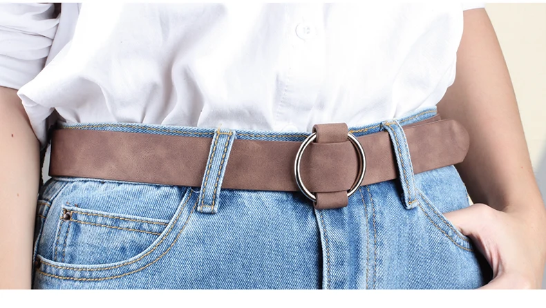 belts designer ZLY Fashion PU Material Belt Women Men Rain Metal Circle Buckle Solid Frosted Texture Casual Style Waistband Trend Luxury Belt blue leather belt