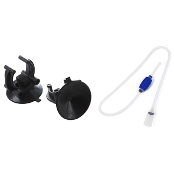 

2x Plastic Aquarium Heater Clips Holder 3m Dia Sucker & 1x Fish Tank Vacuum Gravel Water Filter Siphon Cleaner Washer