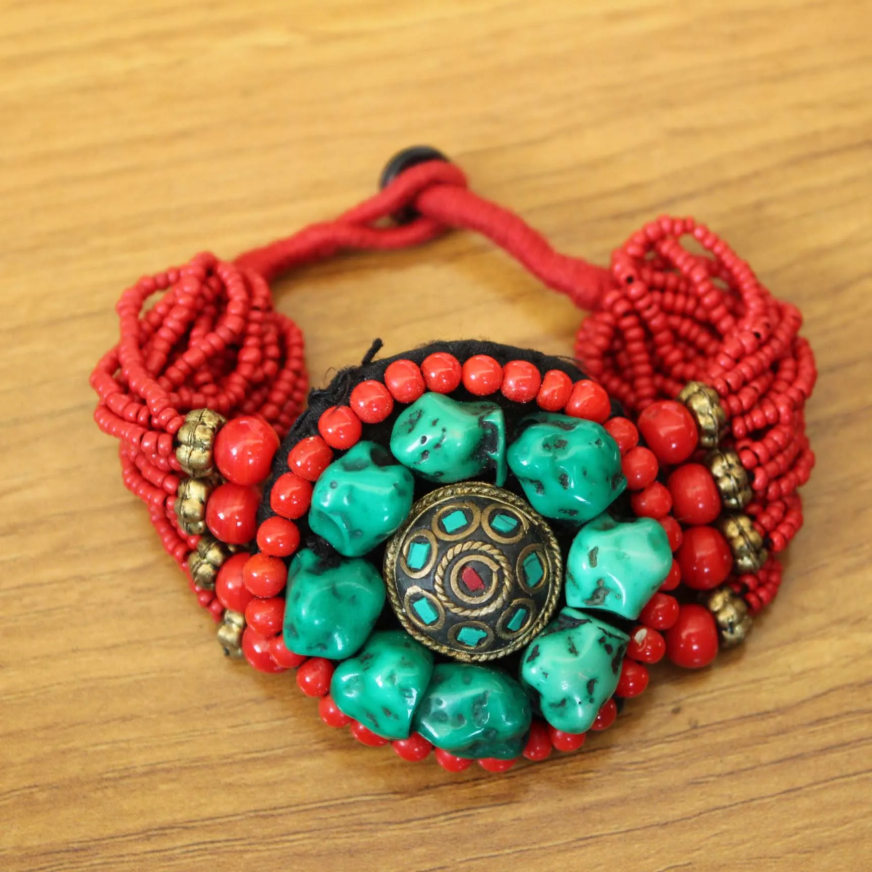 Best BR056 Tibetan Flower Charm Bracelet Indian Nepal Jewelry Bohemia Turquoises Stone Multi Rows Beads Bracelet For Women