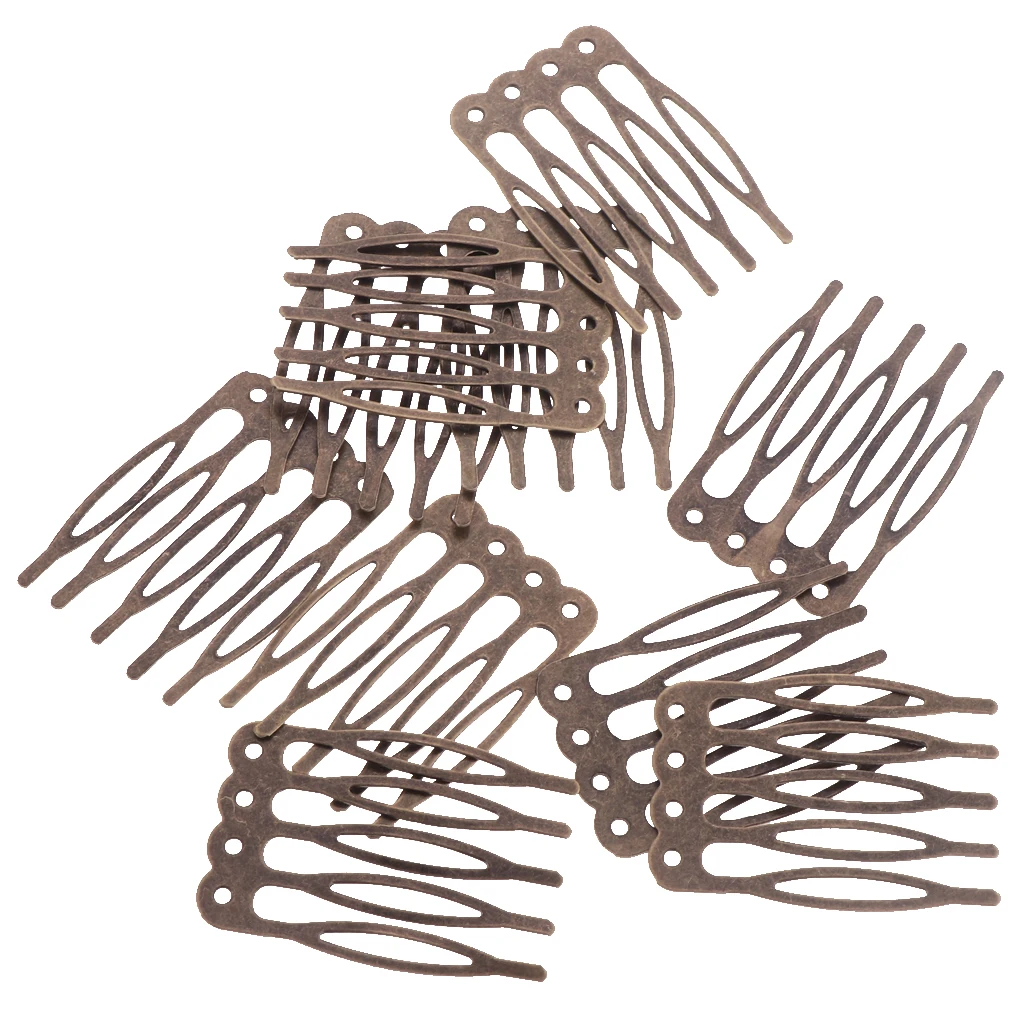 10 Pieces Vintage Blank Metal Hair Comb Jewelry Findings Bridal Ladies Hair Accessory DIY 27/56mm