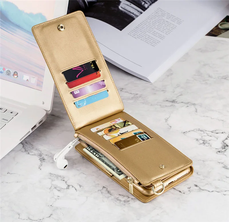 4 in 1 Leather Wallet Bag Case for iPhone X 6 6s 7 8 Plus Detachable Phone Cover Card Slot Girl Women Shoulder Bag Handbag Pouch (26)