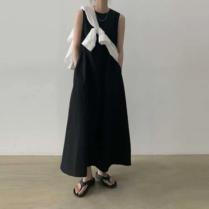 Vintage Cotton Linen Sleeveless Long Dress 2020 New Summer For Women Fashion Plus Size Casual Dress Ladies Beach Dress Vestidos