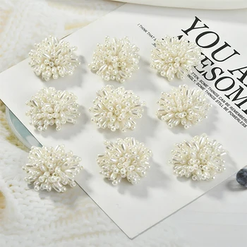 Min order 20pcs/lot beads decoration 31mm geometry round shape handmade Beaded flower diy jewelry earring/hair/garment accessory 1