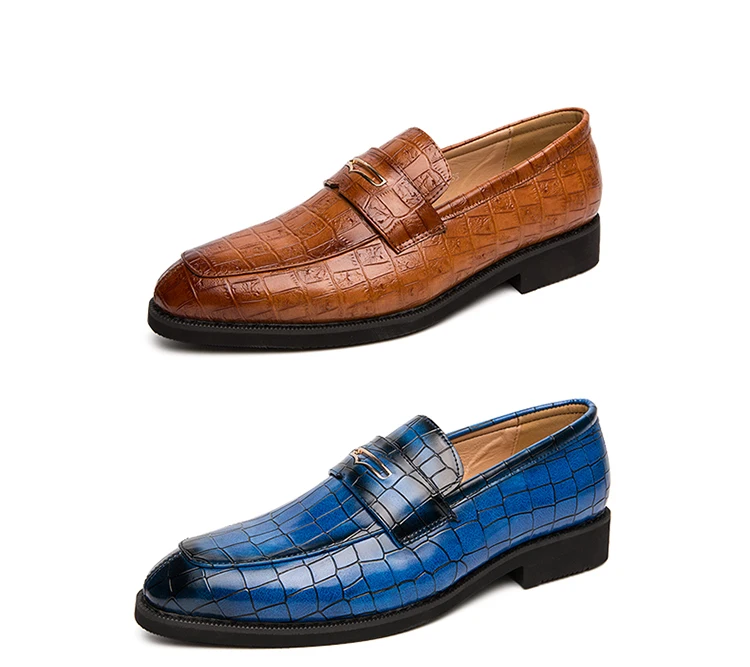 Плюс Размеры в мелкую клетку синего цвета Мужская модельная обувь класса люкс в британском стиле Для мужчин торжественное платье на свадьбу Повседневное Бизнес кожаные ботинки-оксфорды лоферы, кожаные туфли