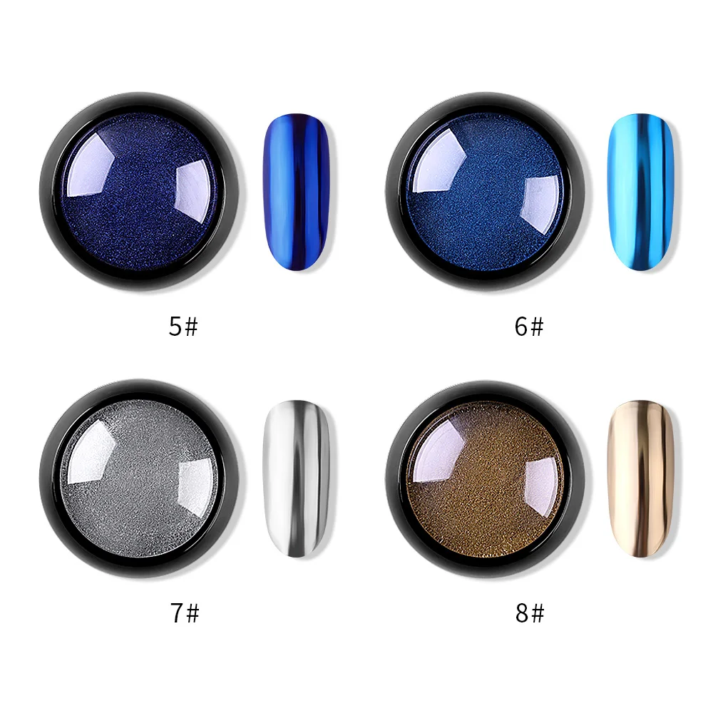 PinPai зеркальный металлический блестящий порошок для дизайна ногтей, хромированный пигмент, пудра для украшения ногтей, блестящий дизайн, маникюр, пыль - Цвет: Color 5-8