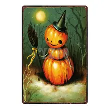 Merry Хэллоуин Тыква жестяная вывеска металлическая пластина винтажные украшения для дома стены Бар Искусство вечерние декор 30X20 см DU-3124A