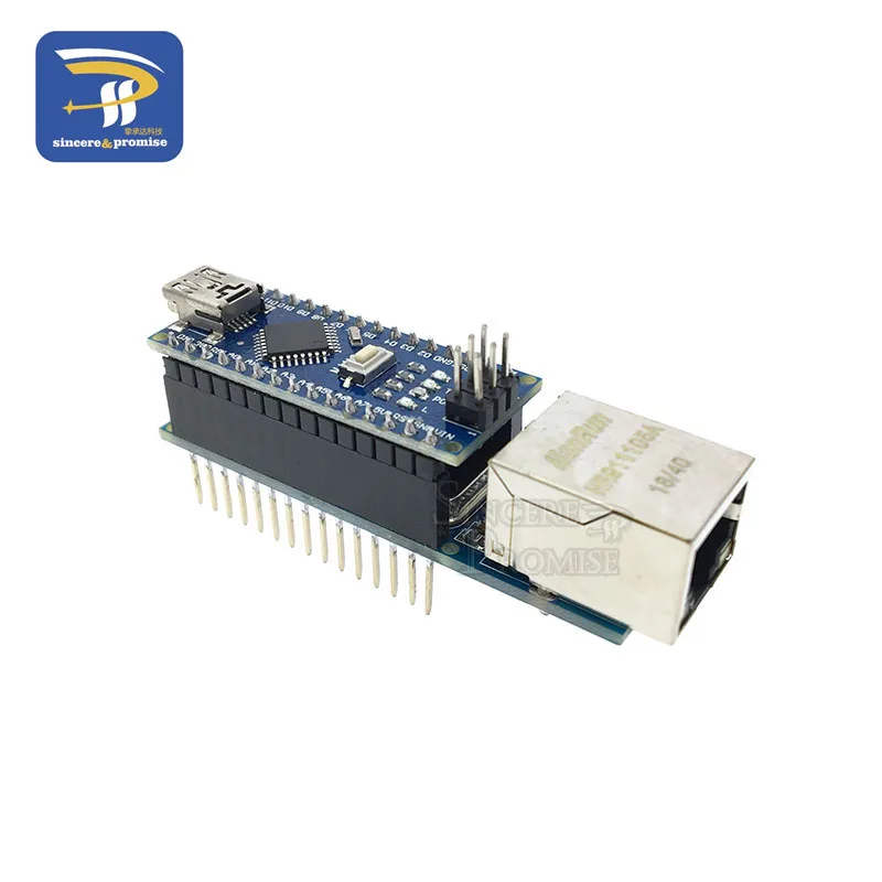 Мини ENC28J60 Ethernet щит V1.0 RJ45 веб-сервер модуль для Arduino Diy Kit совместимый Nano 3,0 CH340G