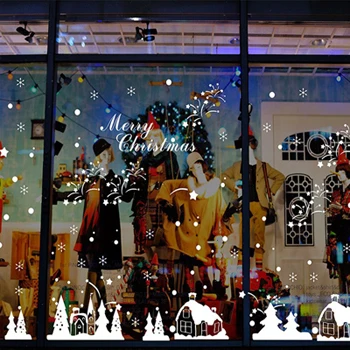 Новогоднее Рождественское украшение, регулируемое окно, стекло, Зеркальная Наклейка, белые снежинки для детской комнаты, Декор, шопокно, плакаты - Цвет: as pic