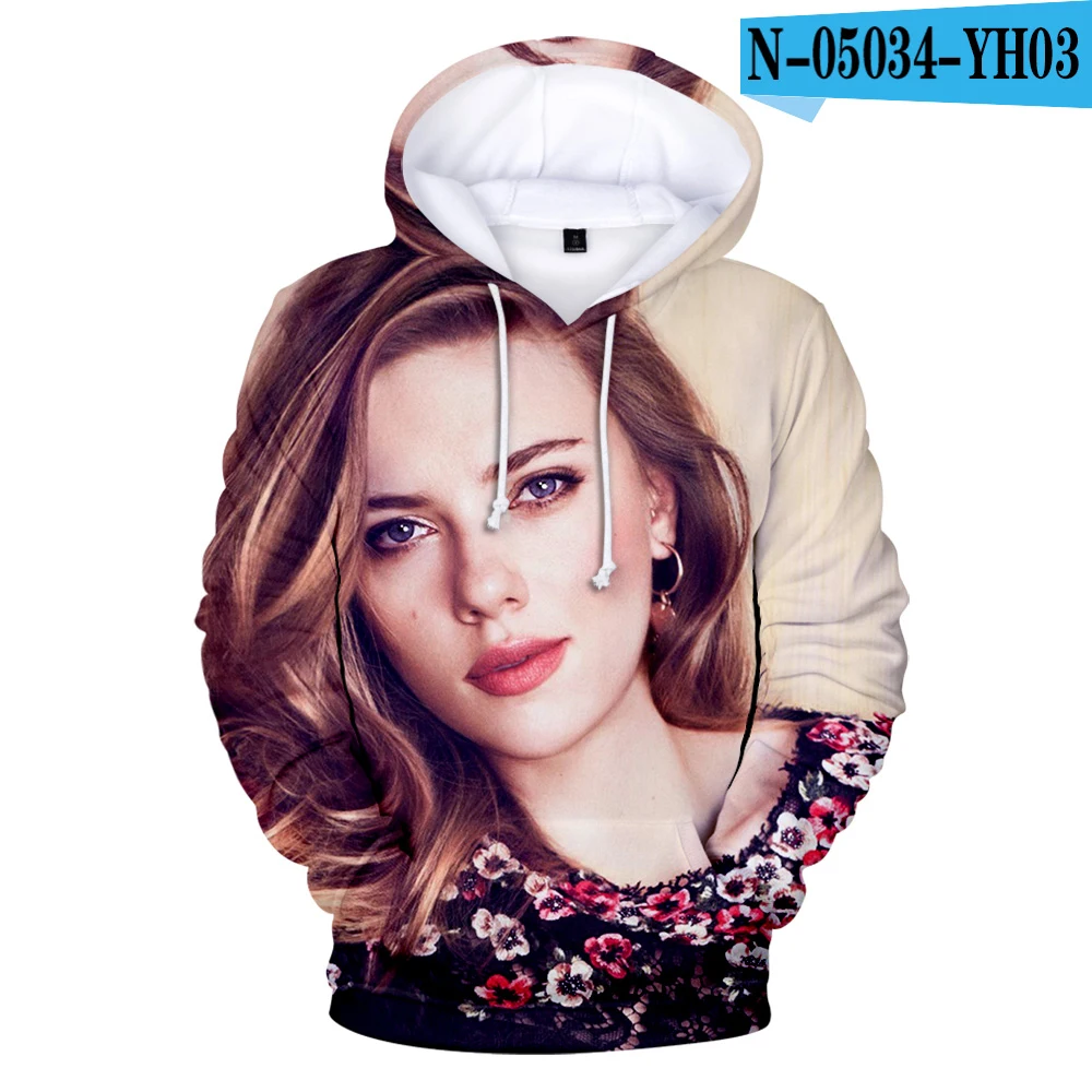 3D Scarlett Johansson/Детские толстовки с 3D рисунком; удобные повседневные мужские пуловеры в стиле Харадзюку; сезон осень; пуловеры с 3D капюшоном в стиле Скарлетт Йоханссон - Цвет: 3D