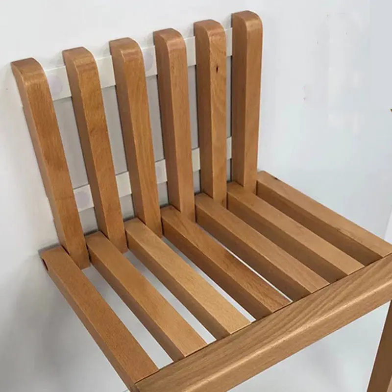 Wall-Mounted Folding Footstool, Porch Chair, Shoe Stool Chair, Hidden Solid Wood Folding Bathroom Stool 6