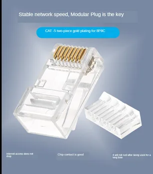 

Gold plated RJ45 Net Network Modular Plug Cat5 CAT5e Connector 8P8C utp Unshielded Modular Rj45 Plug NEW 100/ 200/500 PCS