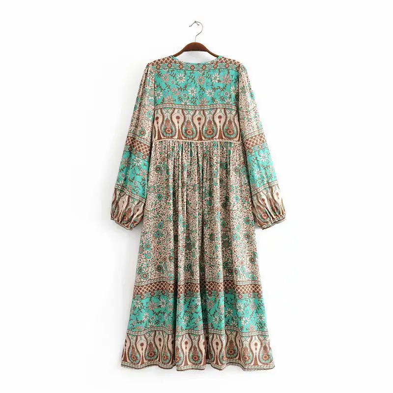 

2018 Western Style Spring And Summer WOMEN'S Dress New Style Cotton Positioning Printed Bohemian Dress