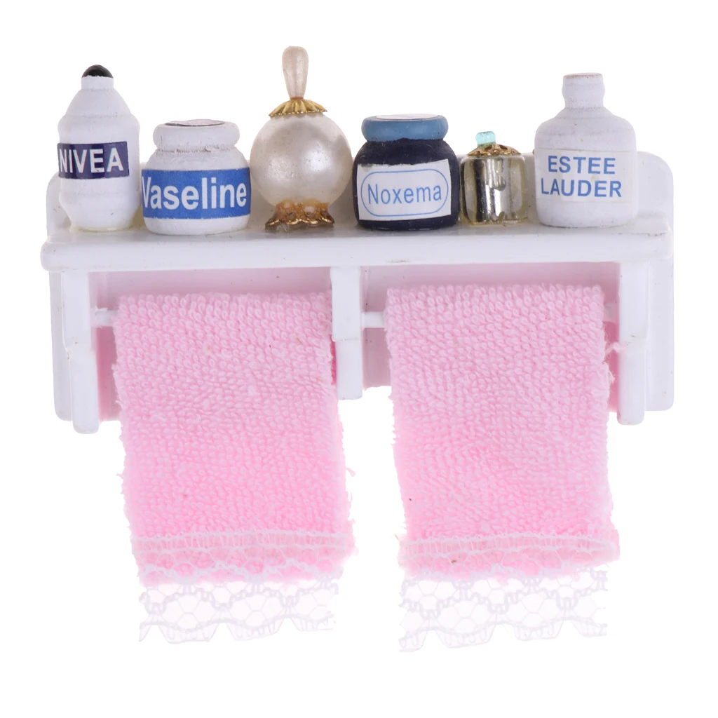 1:12 Dollhouse Bathroom Miniature Wall Storage Bathroom Shelf Kit Wooden