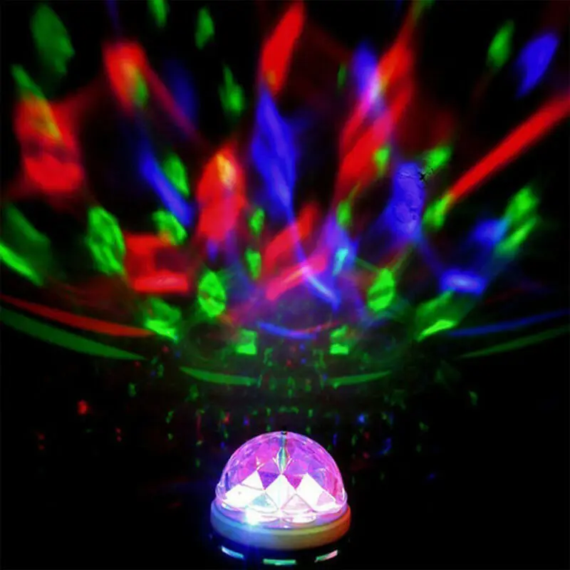2X Rotating RGB LED Crystal Ball Bulb Stage Light Xmas Party Lamp Disco 80*150mm