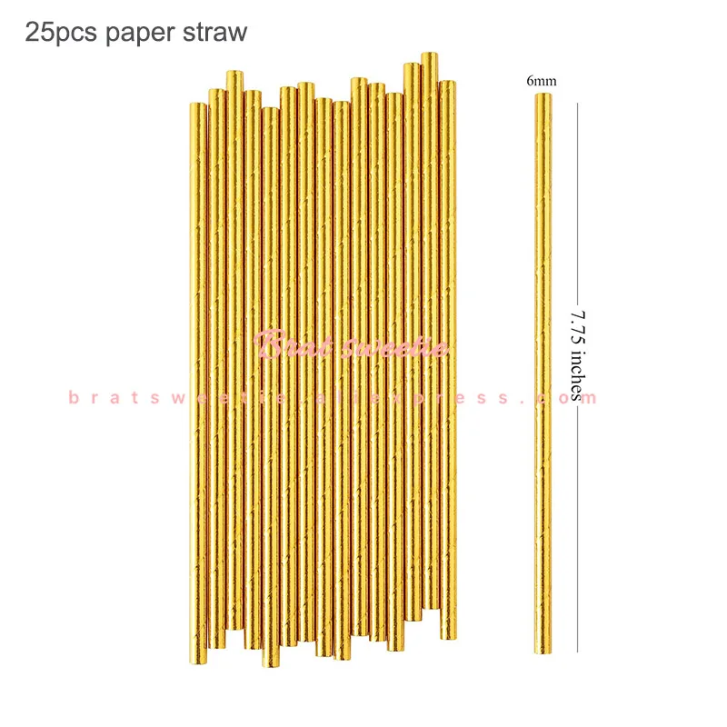 Gold Paper Plates Straws Napkins Bachelorette Party Tableware Adult Birthday Party Supplies Wedding Table Decorations - Цвет: gold straw