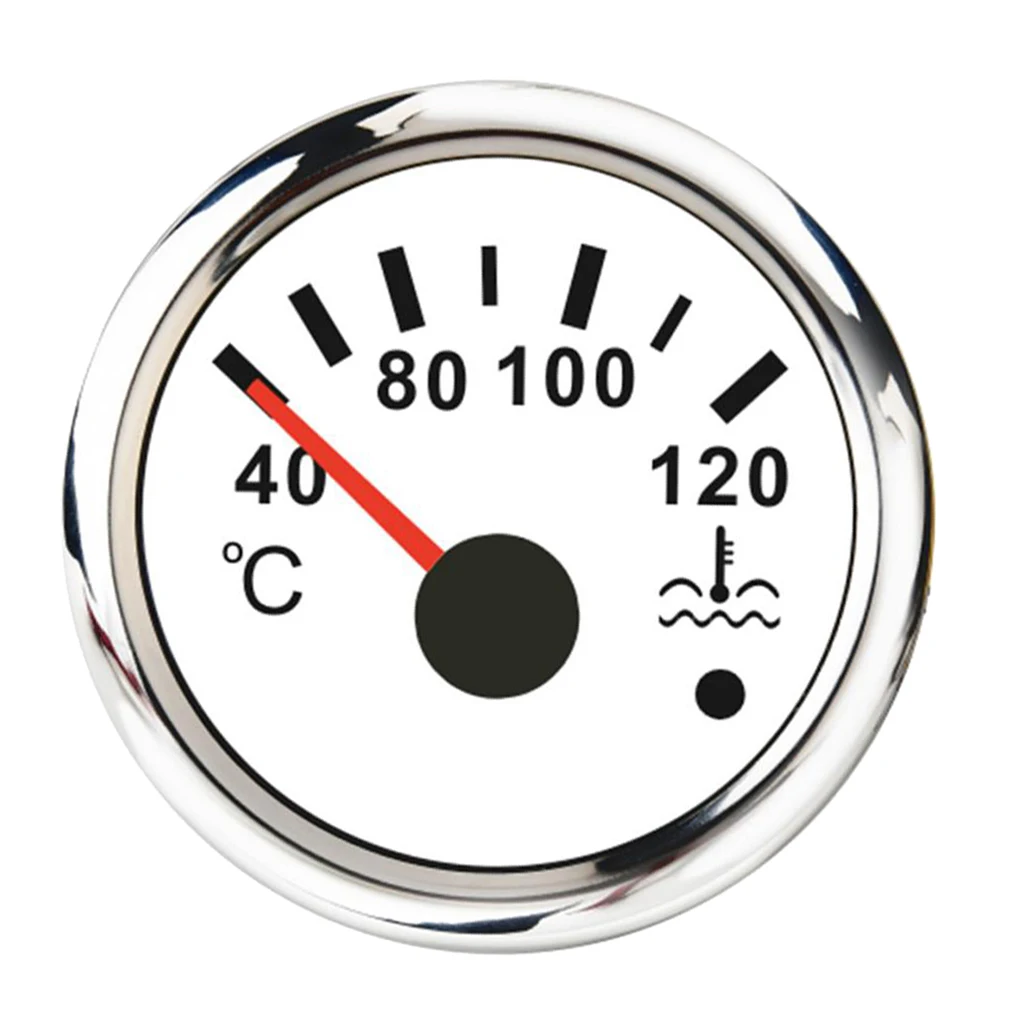 Car 2'' 52mm Water Temp Gauge Meter Temperature LED Backlight Light, Dust and Waterproof Rating IP67, 316 Stainless Steel